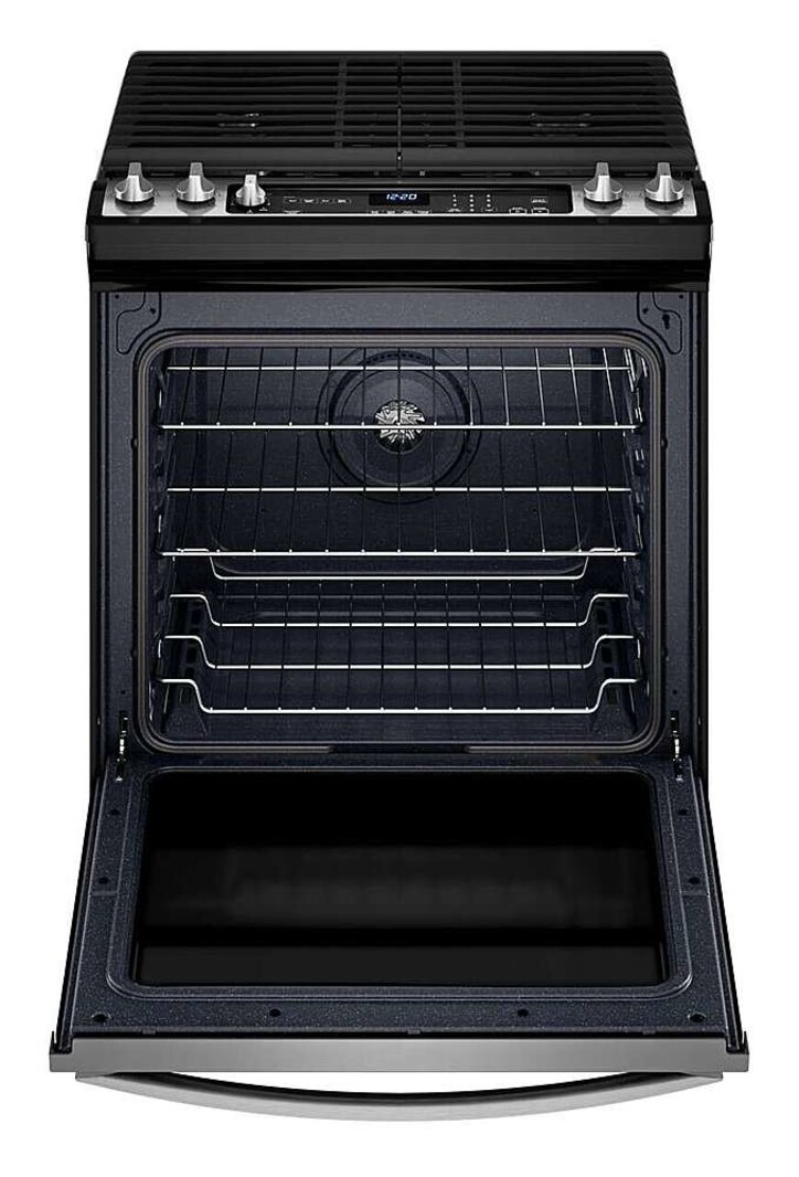 Whirlpool *WEG745H0LZ 30-in 5 Burners 5.8-cu ft Self-cleaning Air Fry Convection Oven Slide-in Natural Gas Range (Fingerprint Resistant Stainless Steel)