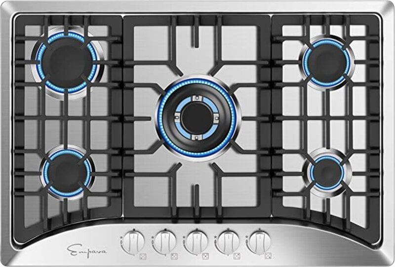 Empava *Empava  EMPV-30GC5B70C 30 in. Gas Stove Cooktop with 5 Sealed Italy Sabaf Burners in Stainless Steel