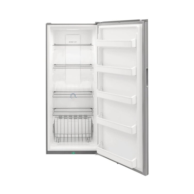 Frigidaire *Frigidaire FFFU16F2VV  16 cu. ft. Frost Free Upright Freezer with Garage Ready, Power Outage Assurance, and EvenTemp in Brushed Steel