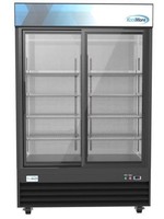 Kool More *Kool More MDR-2D-GSLD  53" Commercial Glass 2 Door Display Refrigerator Merchandiser - Upright Beverage Cooler with LED Lighting - 45 Cu. Ft., Black (MDR-2D-GSLD)