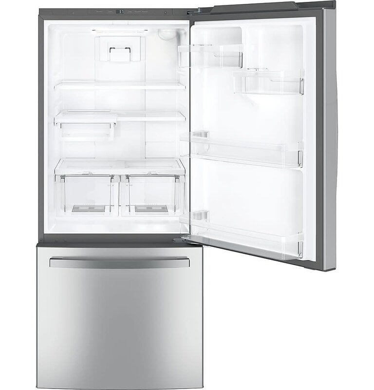 GE *GE GDE21EYKFFS    21.0 Cu. Ft. Bottom-Freezer Refrigerator - Stainless steel