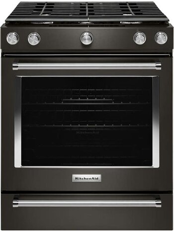Kitchenaid *Kitchenaid KSGG700EBS 5.8 cu. ft. Slide-In Gas Range in PrintShield Black Stainless