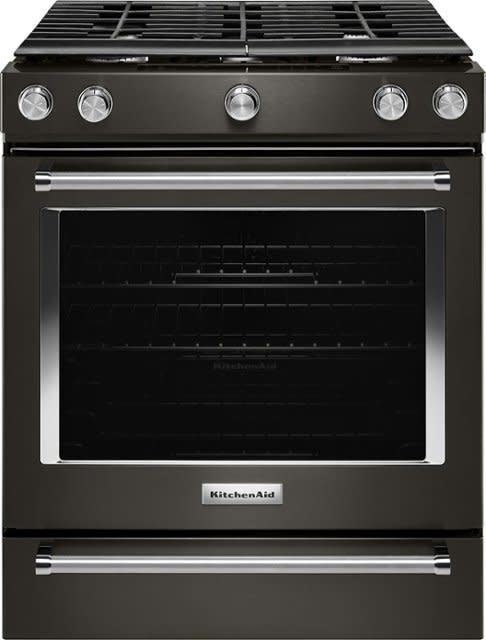 Kitchenaid *Kitchenaid KSGG700EBS 5.8 cu. ft. Slide-In Gas Range in PrintShield Black Stainless