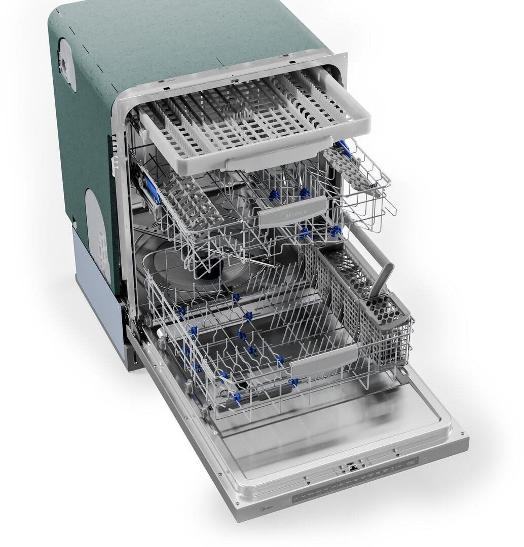 Midea MDT24P4AST (NIB) 24 Inch Fully Integrated Dishwasher with 14 Place Settings 45 db6 Wash Cycles, 5 Wash Options, 3rd Rack, Wi-Fi with MyWash, LED Cycle Indicator, LED Interior Lighting, 3 Spray Arms, Control Lock, and Energy Star Certified  Stainless Steel