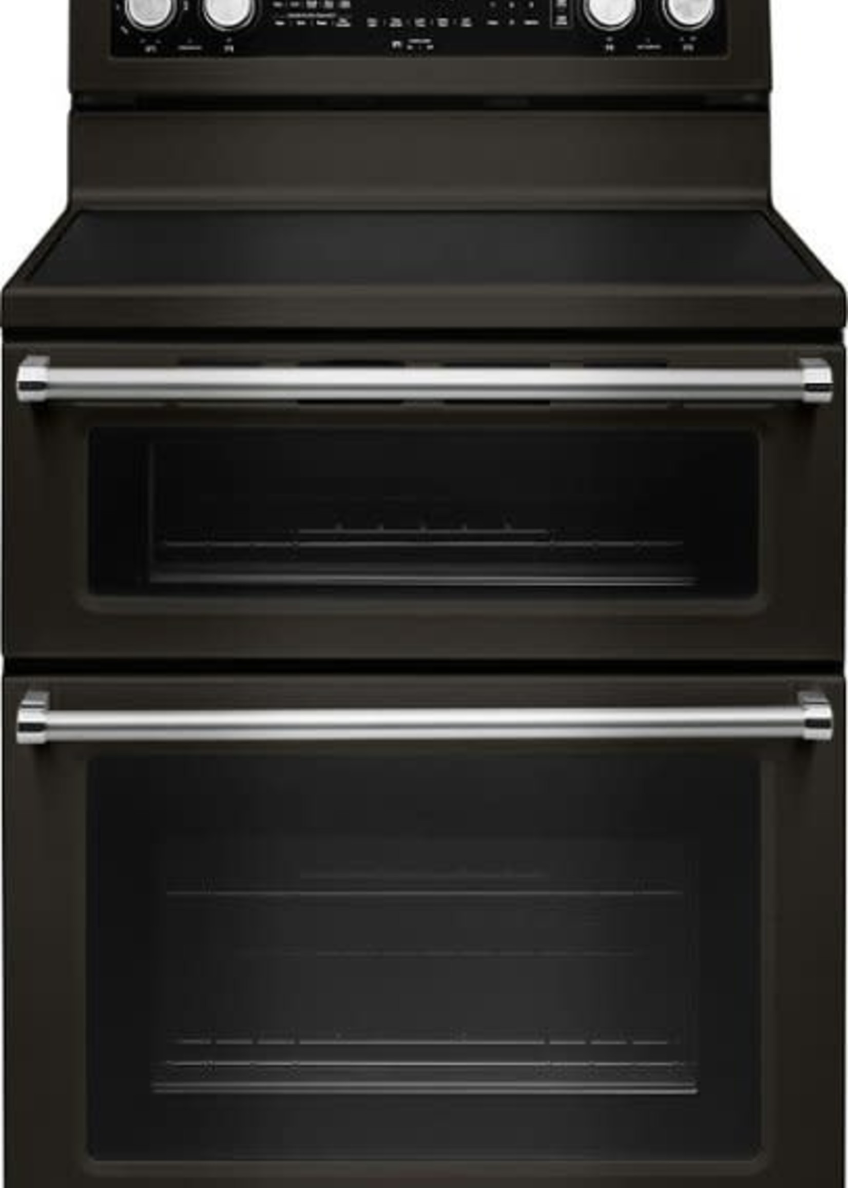 Kitchenaid *Kitchenaid KFED500EBS  30-in Smooth Surface 5 Elements 4.2-cu ft / 2.5-cu ft Self-cleaning Convection Oven Freestanding Double Oven Electric Range (Black Stainless with Printshield)