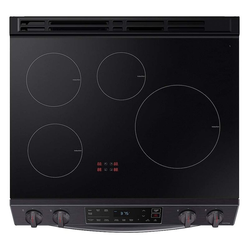 Samsung *Samsung NE63B8211SG Rapid Heat induction 30-in 4 Elements Self-cleaning and Steam Cleaning Slide-in Induction Range (Fingerprint Resistant Black Stainless Steel)
