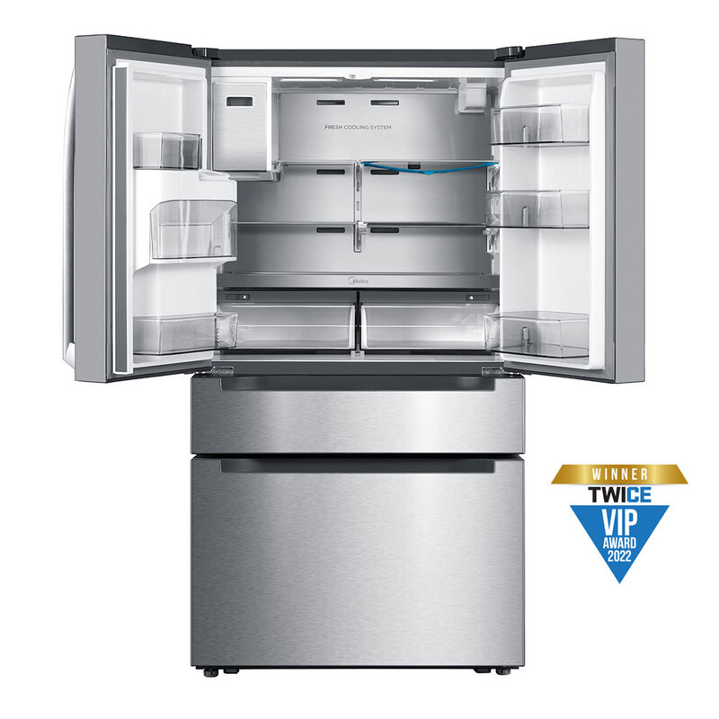 Midea *Midea MRQ22D7AST  21.6-cu ft 4-Door Counter-Depth French Door Refrigerator with Dual Ice Maker (Stainless Steel) ENERGY STAR