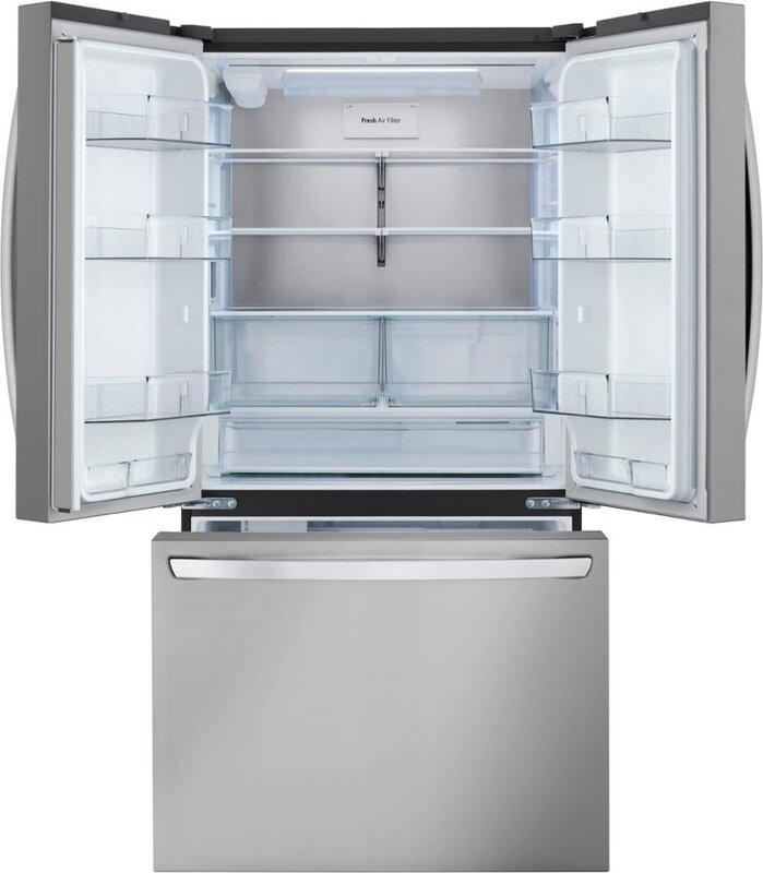 LG *LG  LRFLC2706S  26.5 Cu. Ft. French Door Counter-Depth Smart Refrigerator with Internal Water and Ice - Stainless steel