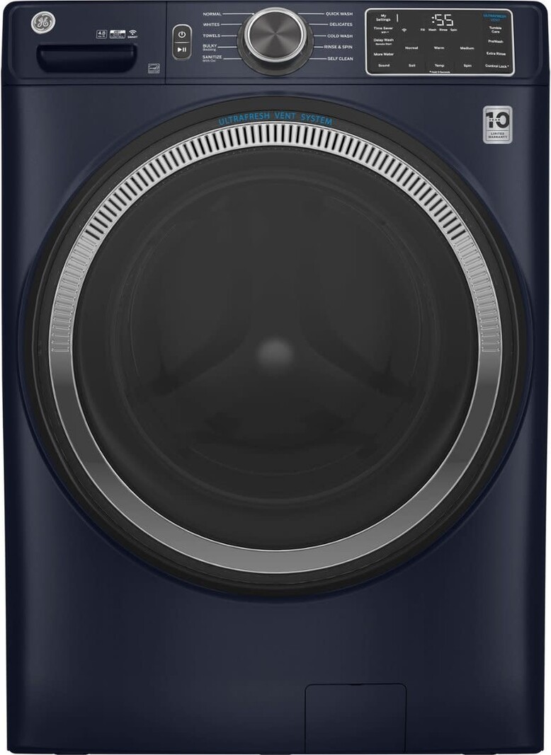 GE *GFW550SPRRS   4.8 cu. ft. Smart Sapphire Blue Front Load Washer with OdorBlock UltraFresh Vent System and Sanitize with Oxi