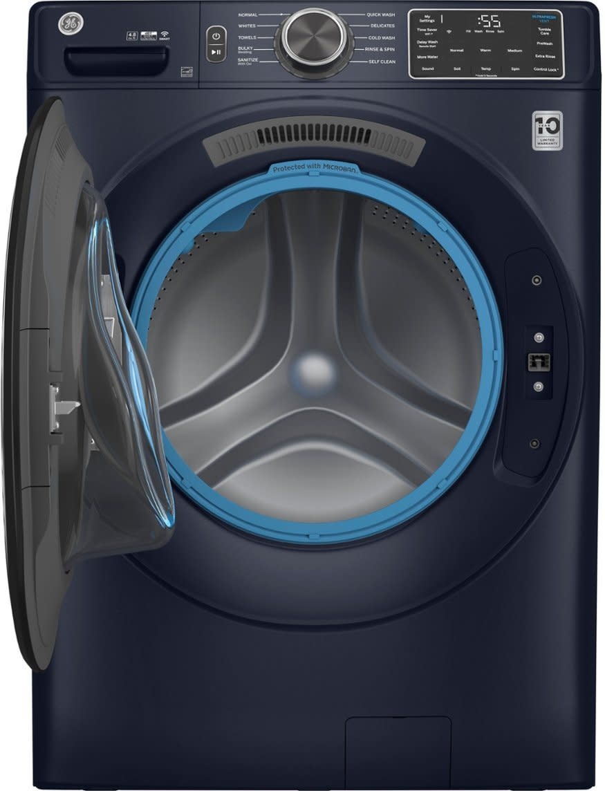 GE *GFW550SPRRS   4.8 cu. ft. Smart Sapphire Blue Front Load Washer with OdorBlock UltraFresh Vent System and Sanitize with Oxi