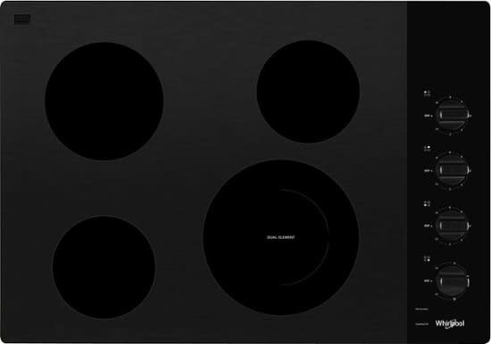 Whirlpool *Whirlpool WCE55US0HB  30 in. Radiant Electric Ceramic Glass Cooktop in Black with 4 Elements including a Dual Radiant Element