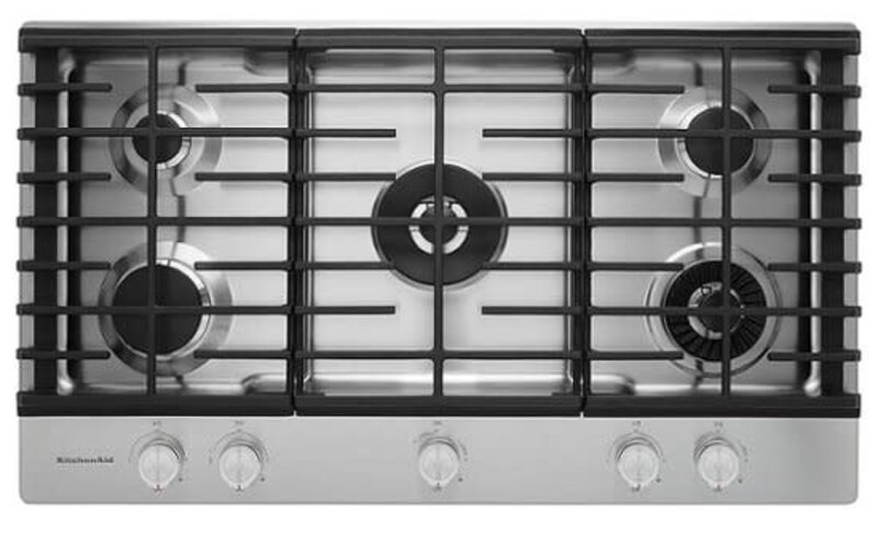 Kitchenaid *Kitchenaid  KCGS956ESS 36 in. Gas Cooktop in Stainless Steel with 5 Burners Including Professional Dual Tier, Torch and Simmer Burners