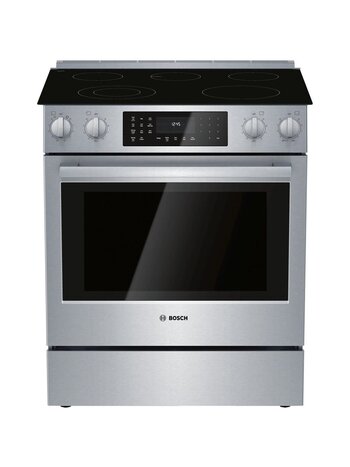 Bosch *HEI8056U 800 Series 30-in Smooth Surface 5 Elements 4.6-cu ft Self-Cleaning Convection Oven Slide-in Electric Range (Stainless Steel)