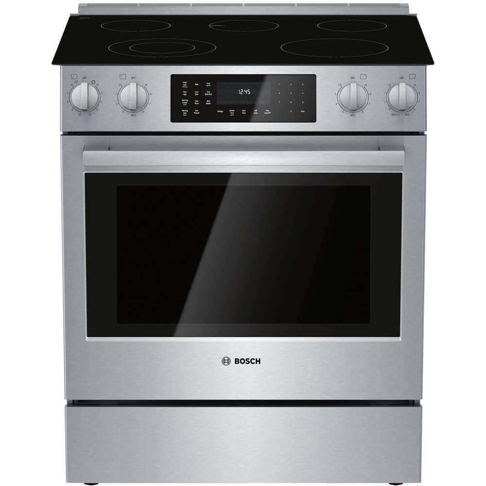 Bosch *HEI8056U 800 Series 30-in Smooth Surface 5 Elements 4.6-cu ft Self-Cleaning Convection Oven Slide-in Electric Range (Stainless Steel)