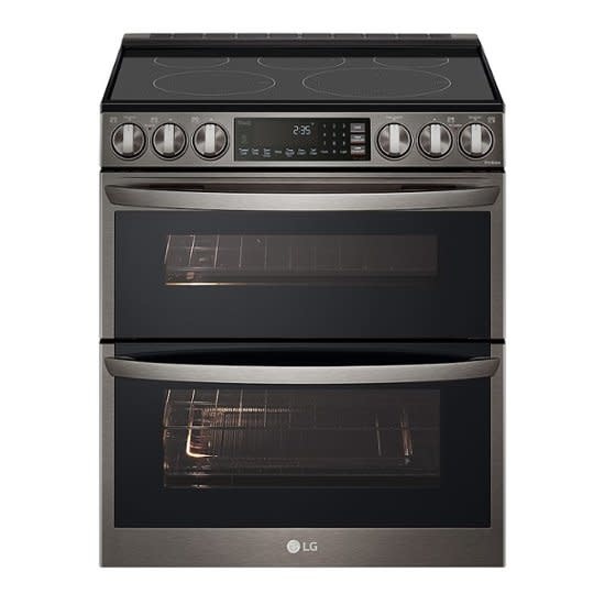 LG *LTEL7337D  7.3 Cu. Ft. Slide-In Double Oven Electric True Convection Range with EasyClean and InstaView - Black Stainless Steel