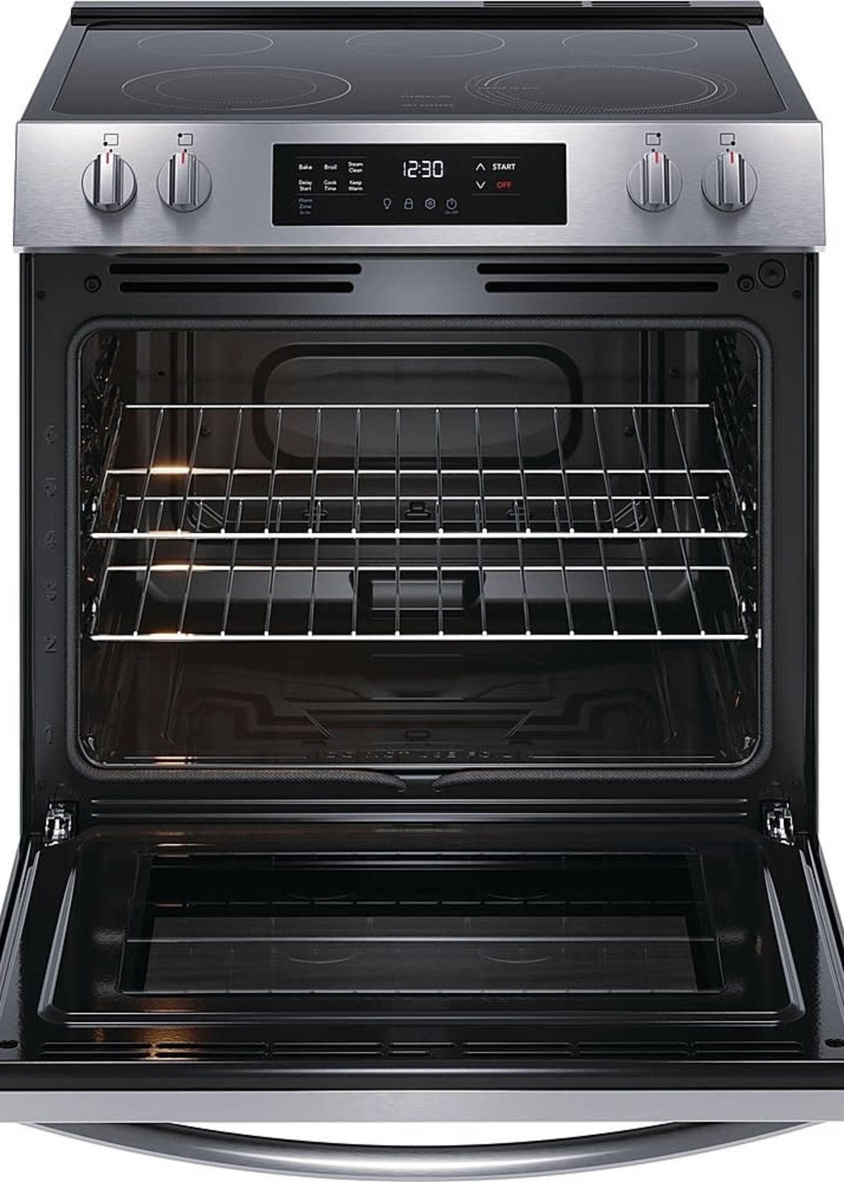 Frigidaire *Frigidaire  FCFE3062AS   30 in. 5-Element Slide-In Front Control Electric Range with Steam Clean in Stainless Steel