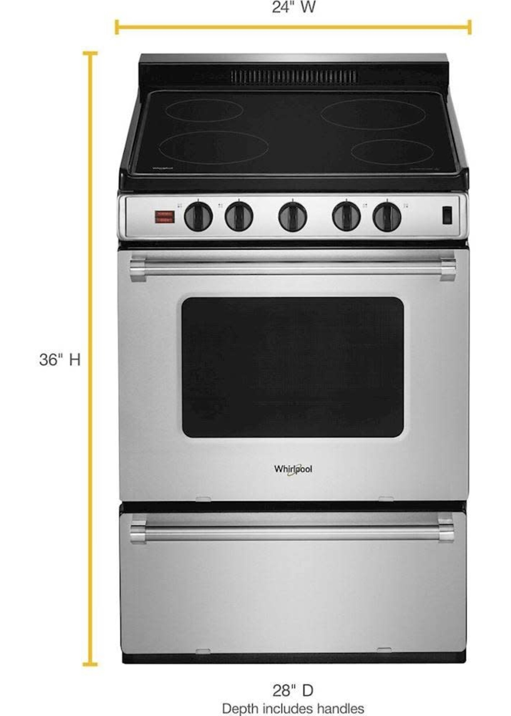 Whirlpool *Whirlpool WFE500M4HS   24-in Smooth Surface 4 Elements 2.96-cu ft Freestanding Electric Range