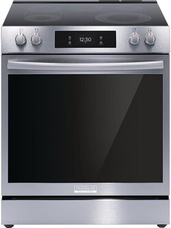 Frigidaire *GCFE3060BF  Gallery 30-in Smooth Surface 5 Elements 6.2-cu ft Self-Cleaning Air Fry Convection Oven Slide-in Electric Range (Fingerprint Resistant Stainless Steel)