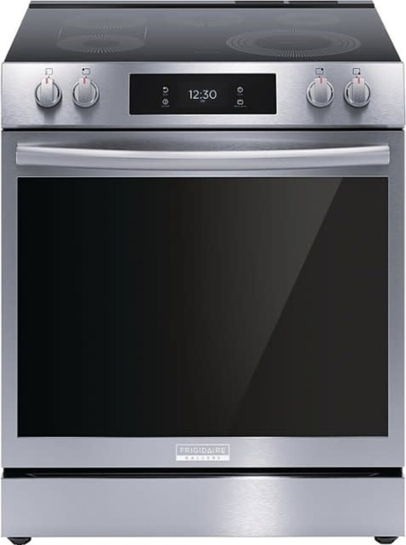 Frigidaire *GCFE3060BF  Gallery 30-in Smooth Surface 5 Elements 6.2-cu ft Self-Cleaning Air Fry Convection Oven Slide-in Electric Range (Fingerprint Resistant Stainless Steel)