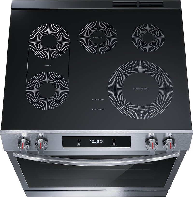Frigidaire *GCFE3060BF  Gallery 30-in Smooth Surface 5 Elements 6.2-cu ft Self-Cleaning Air Fry Convection Oven Slide-in Electric Range (Fingerprint Resistant Stainless Steel)