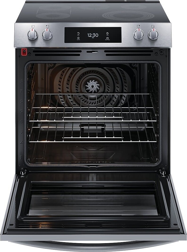 Frigidaire *GCFE3060BF  Gallery 30-in Smooth Surface 5 Elements 6.2-cu ft Self-Cleaning Air Fry Convection Oven Slide-in Electric Range (Fingerprint Resistant Stainless Steel)