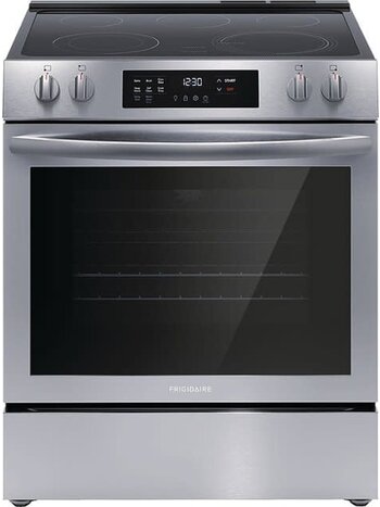 Frigidaire *FCFE308LAF 30-in Smooth Surface 5 Elements 5.3-cu ft Self-Cleaning Convection Oven Slide-in Electric Range (Fingerprint Resistant Stainless Steel)