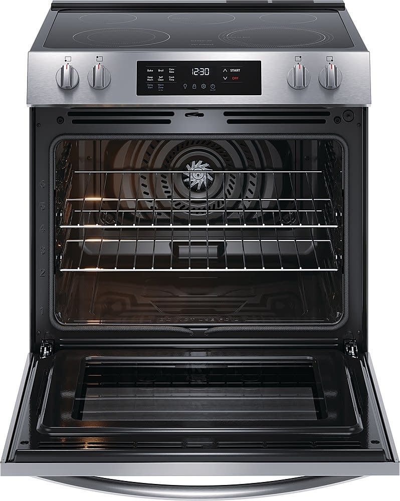 Frigidaire *FCFE308LAF 30-in Smooth Surface 5 Elements 5.3-cu ft Self-Cleaning Convection Oven Slide-in Electric Range (Fingerprint Resistant Stainless Steel)