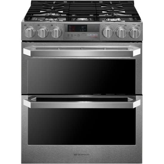 LG *LG Signature LUTD4919SN  7.3 cu. ft. Smart Slide-In Double Oven Dual-Fuel Range with ProBake Convection & Wi-Fi Enabled in Stainless Steel