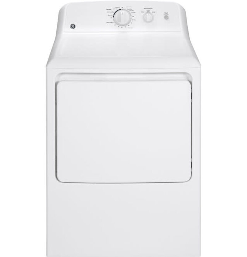 GE *GTX22EASKWW  6.2 cu. ft. capacity aluminized alloy drum electric dryer - White