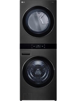LG *WKEX300HBA  WashTower Stacked SMART Laundry Center 5.0 Cu.Ft. Front Load Washer & 7.4 Cu.Ft. Electric Dryer in Black Steel w/ Steam