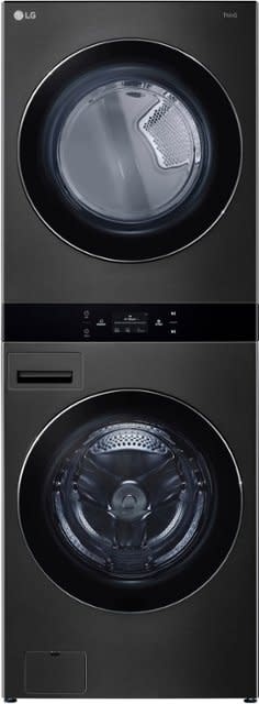 LG *WKEX300HBA  WashTower Stacked SMART Laundry Center 5.0 Cu.Ft. Front Load Washer & 7.4 Cu.Ft. Electric Dryer in Black Steel w/ Steam