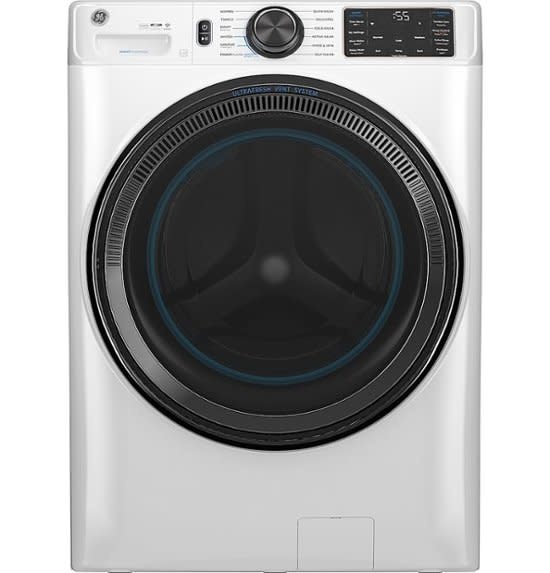 GE *GE GFW655SSVWW  5.0 Cu. Ft. Stackable Smart Front Load Washer with Steam and SmartDispense - White