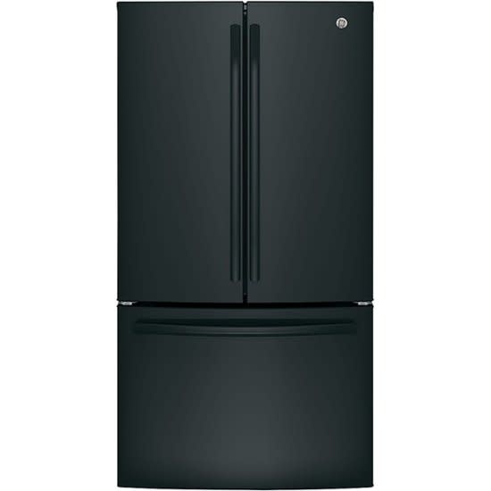 GE *GNE27JGMBB  27.0 Cu. Ft. French Door Refrigerator with Internal Water Dispenser - High Gloss Black