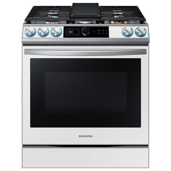 Samsung *Samsung NX60BB871112  Bespoke 6 cu. ft. 5-Burner Smart Slide-In Gas Range with Self-Cleaning Convection Oven and Air Fry in White Glass