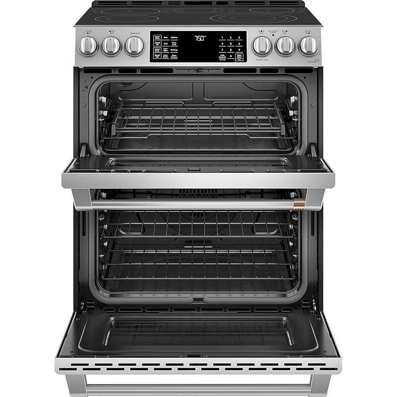 CAFE *CAFE CES750P2MS1 30 in. 6.7 cu. ft. Smart Slide-In Electric Range in Matte Stainless Steel with True Convection, Air Fry