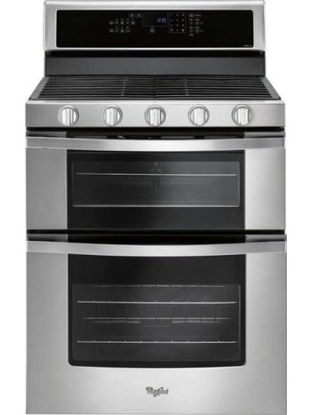 Whirlpool *WGG745S0FS 6.0 cu. ft. Double Oven Freestanding Gas Range with Center Oval Burner in Stainless Steel