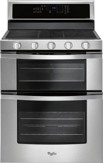 Whirlpool *WGG745S0FS 6.0 cu. ft. Double Oven Freestanding Gas Range with Center Oval Burner in Stainless Steel