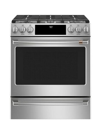CAFE *CGS700P2MS1 5.6 Cu. Ft. Slide-In Gas Convection Range, Customizable - Stainless Steel