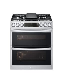 LG *LTGL6937F  6.9 cu. ft. Smart Slide-In Double Oven Gas Range with ProBake and InstaView in PrintProof Stainless Steel