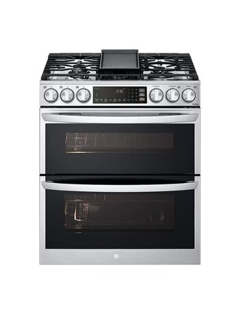 LG *LTGL6937F  6.9 cu. ft. Smart Slide-In Double Oven Gas Range with ProBake and InstaView in PrintProof Stainless Steel