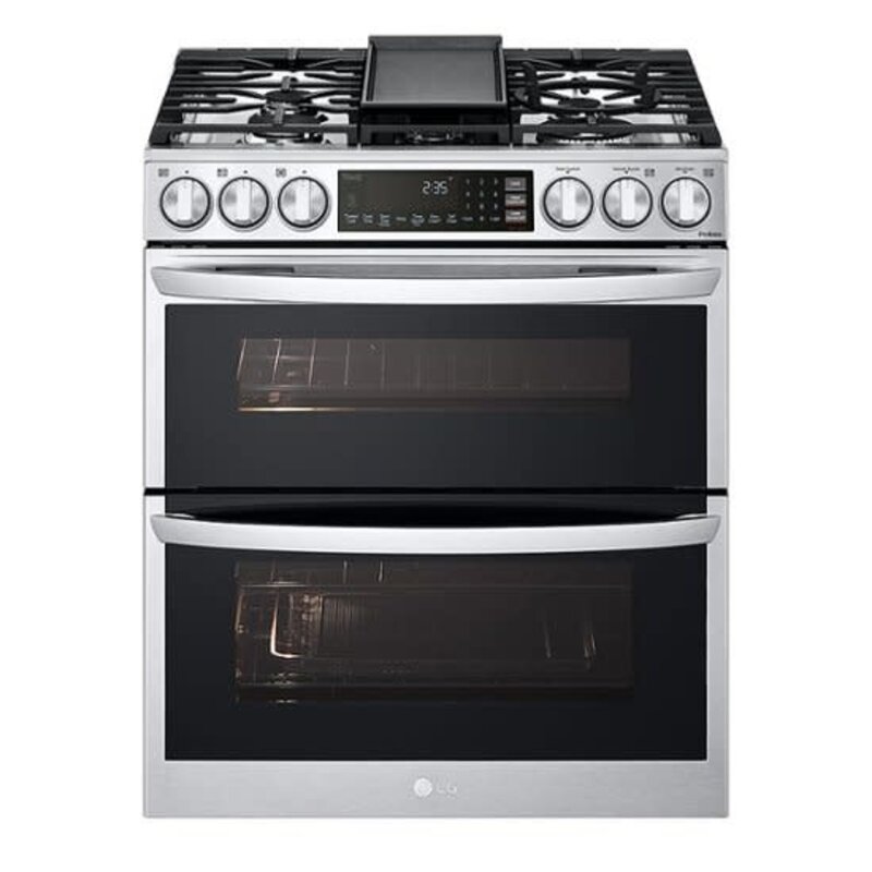 LG *LTGL6937F  6.9 cu. ft. Smart Slide-In Double Oven Gas Range with ProBake and InstaView in PrintProof Stainless Steel