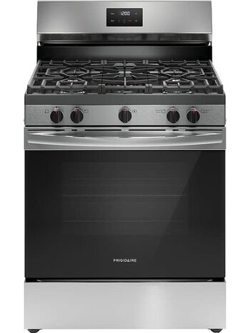 Frigidaire *FCRG3052BS  30 in. 5 Burner Freestanding Gas Range in Stainless Steel with Quick Boil and Even Baking Technology