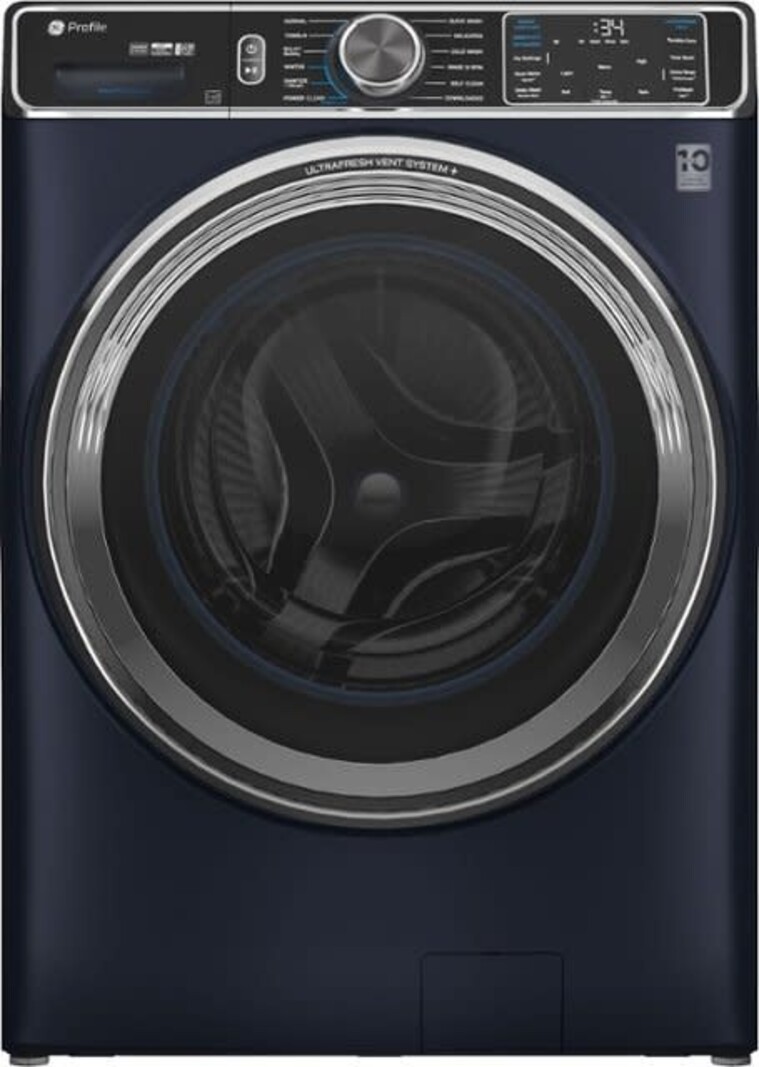 GE *PFW870SPVRS 5.3 Cu. Ft. Stackable Smart Front Load Washer with Steam and UltraFresh Vent System+ With OdorBlock - Sapphire Blue