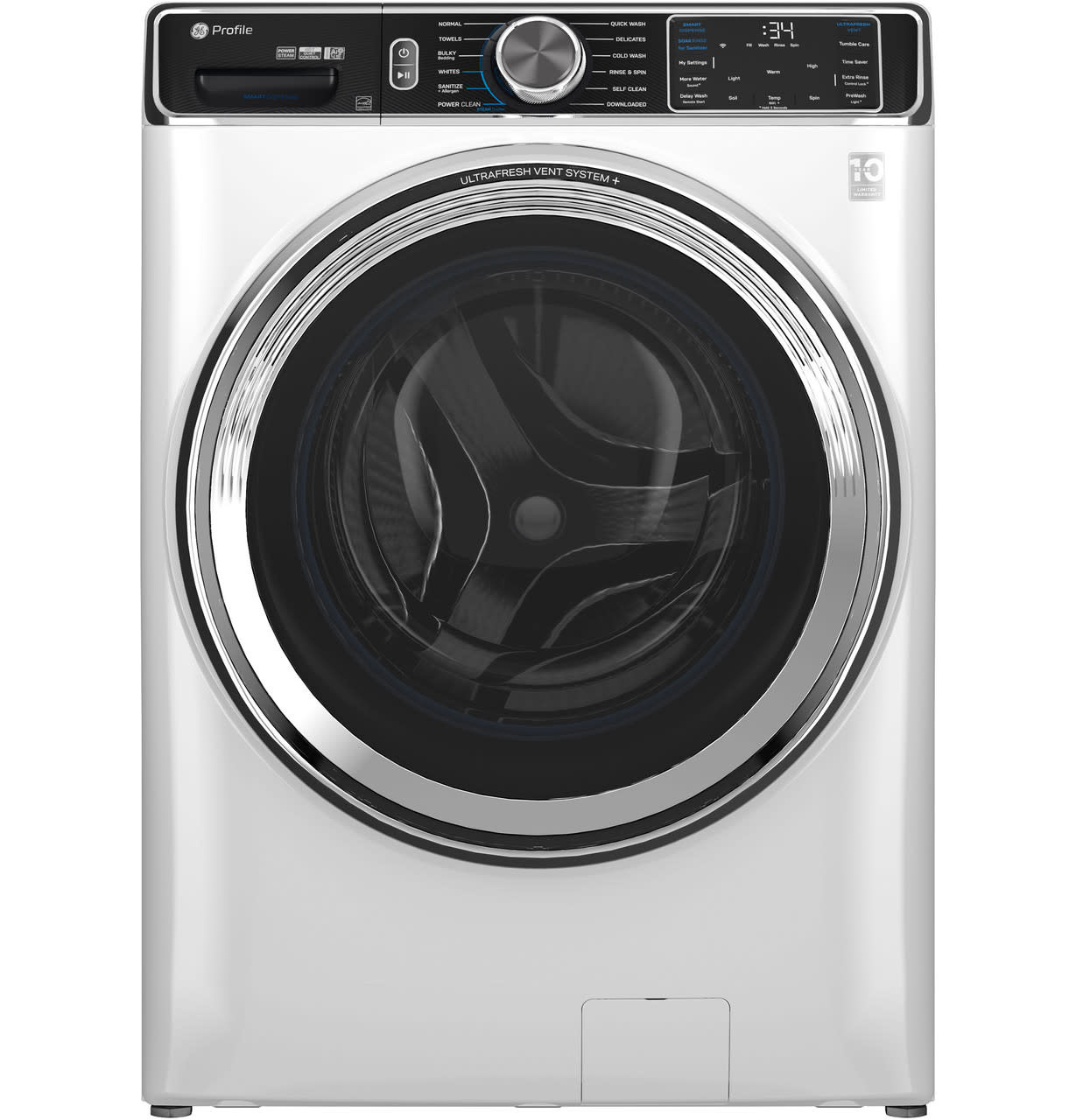 GE *PFW870SSVWW Profile 5.3 cu. Ft. Smart Front Load Washer White w/OdorBlock UltraFresh Vent System, Microban Technology, Tier 2 EStar
