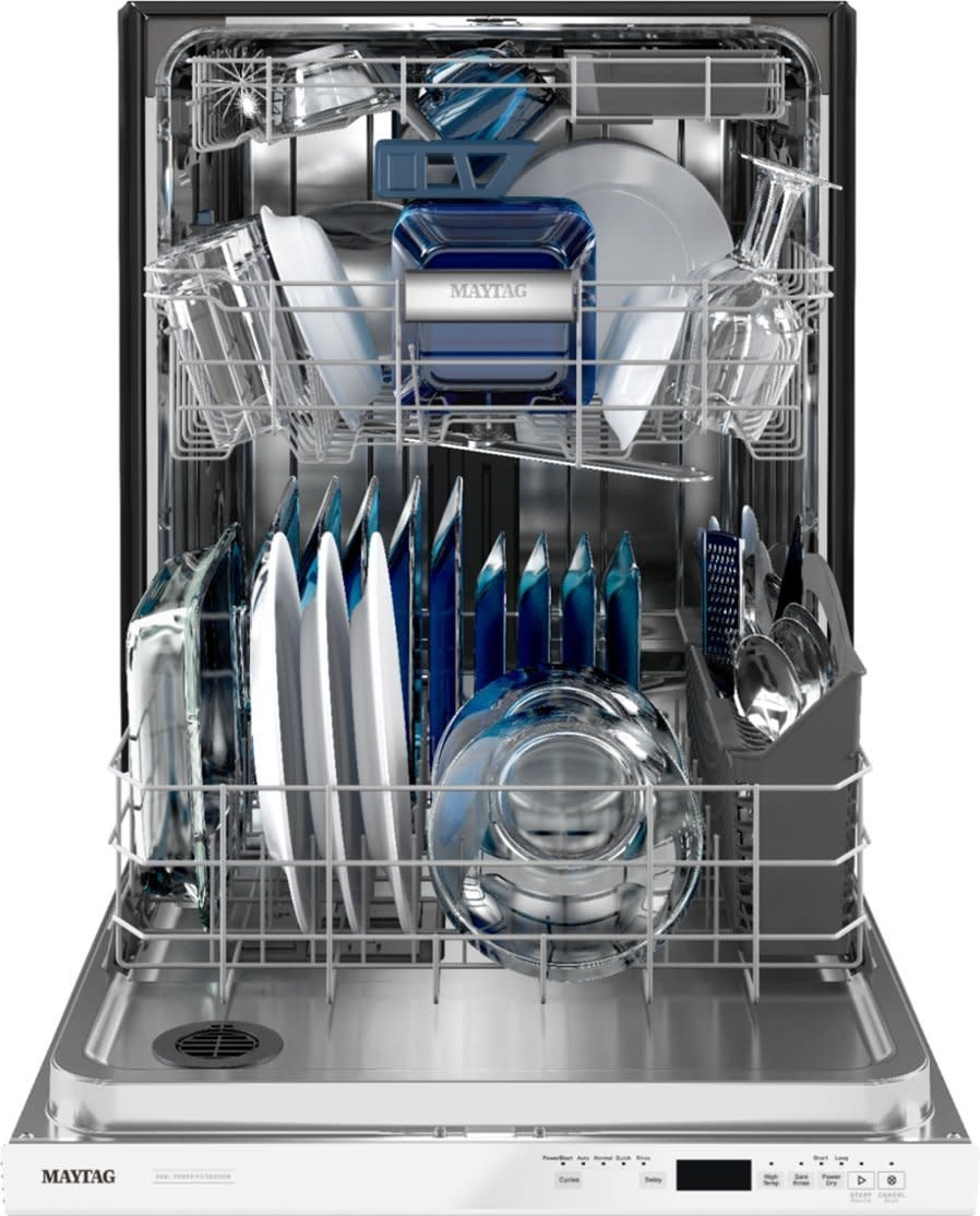 Maytag *MDB8959SKW  24 in. White Top Control Built-in Tall Tub Dishwasher with Dual Power Filtration, 47 dBA