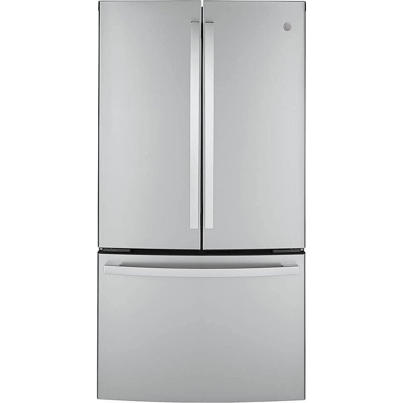 GE *GE GWE23GYNFS Counter-depth 23.1-cu ft French Door Refrigerator with Ice Maker (Fingerprint-resistant Stainless Steel) ENERGY STAR