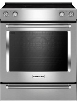 Kitchenaid *KSEG700ESS  30-in Glass Top 5 Burners 6.4-cu ft Self-Cleaning Convection Oven Slide-in Electric Range (Stainless Steel)