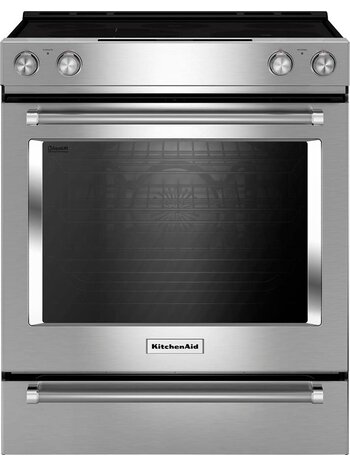 Kitchenaid *KSEG700ESS  30-in Glass Top 5 Burners 6.4-cu ft Self-Cleaning Convection Oven Slide-in Electric Range (Stainless Steel)