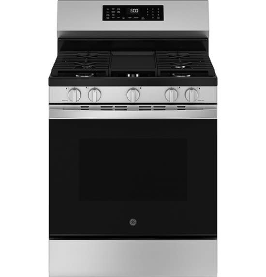 GE *GGF600AVSS  30 in. 5-Burners Smart Free-Standing Gas Convection Range in Stainless with EasyWash Oven Tray And No-Preheat Air Fry