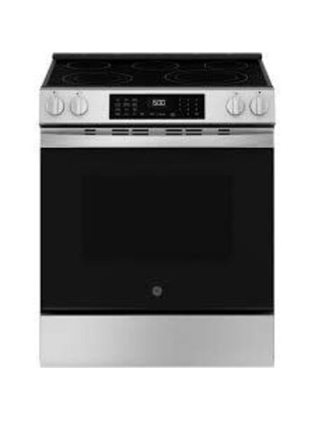 GE *GRS60LAVFS EasyWash Oven Tray 30-in Glass Top 5 Burners 5.3-cu ft Steam Cleaning Air Fry Convection Oven Slide-in Smart Electric Range (Stainless Steel)